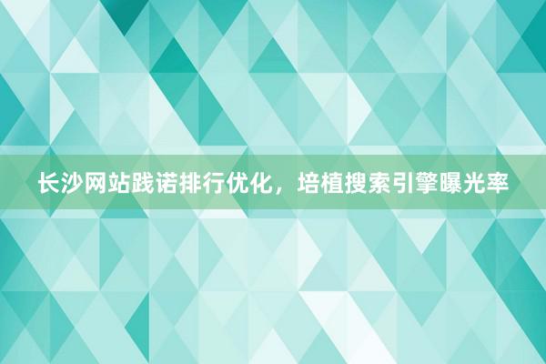 长沙网站践诺排行优化，培植搜索引擎曝光率