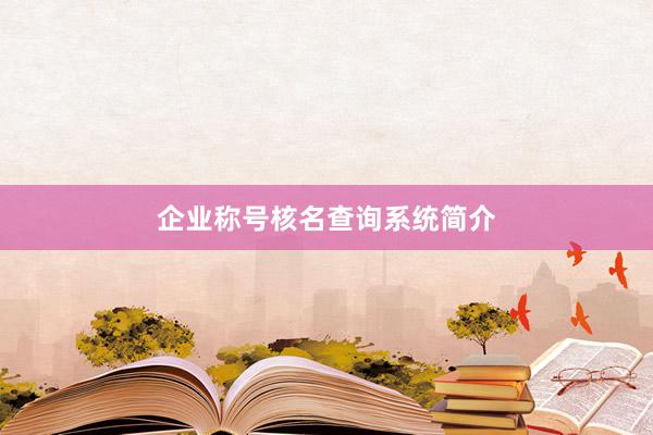 企业称号核名查询系统简介