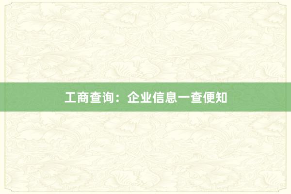 工商查询：企业信息一查便知
