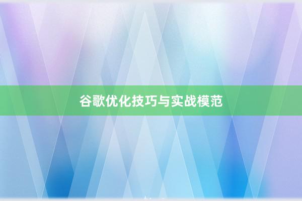谷歌优化技巧与实战模范